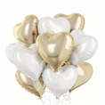 Load image into Gallery viewer, Gold and White Heart Foil Balloon Helium Bouquet - 10 Pcs