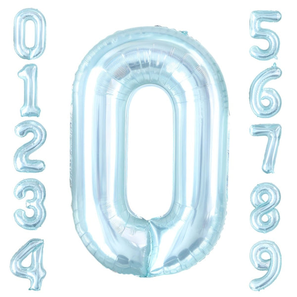 Light Blue Numbers Foil Balloons (32 inch)