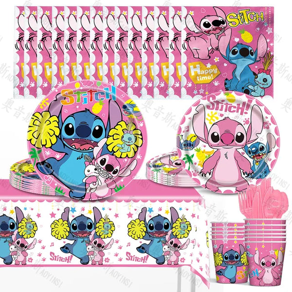 Disney Stitch Birthday Party Decoration Supplies Pink