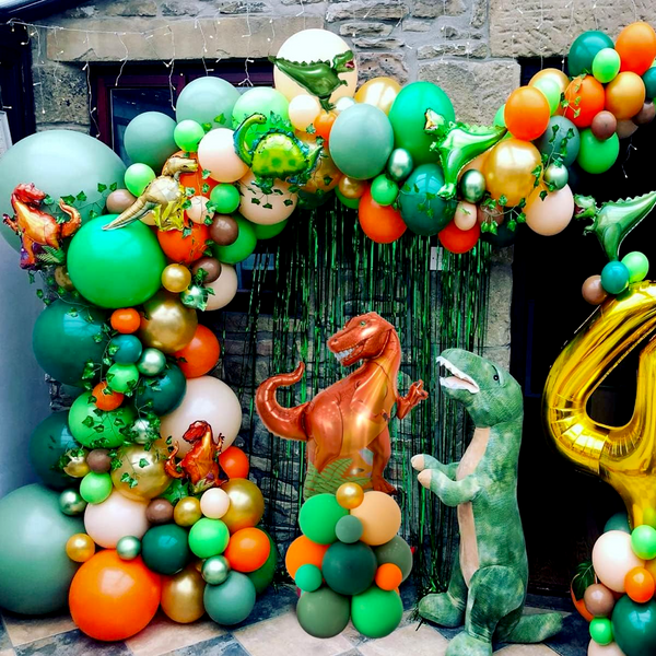 Dinosaur-Themed Birthday Party Balloon Garland Kit (Non-Inflated)