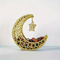 Load image into Gallery viewer, Ramadan Golden Crescent Moon Storage Tray with Star Pendant - 18 CM