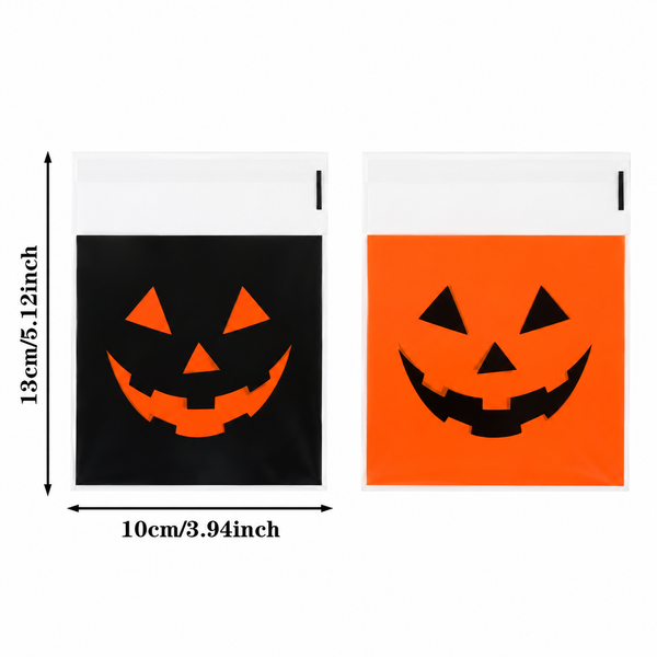 Spooky Pumpkin Self-Sealing Gift Bags – 100-Pack