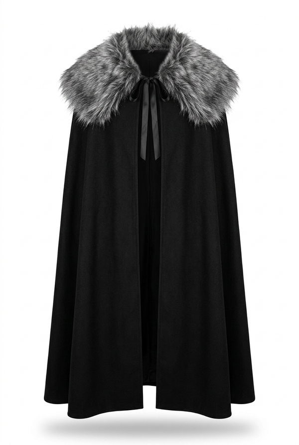 Medieval Vikings Vintage Extended Knight Warrior Furry Cloak Pancho