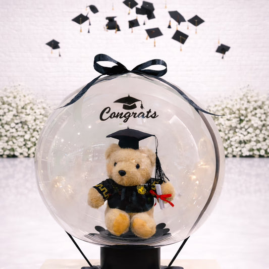 Graduation Congrats Bobo Balloon with Graduation Bear - B