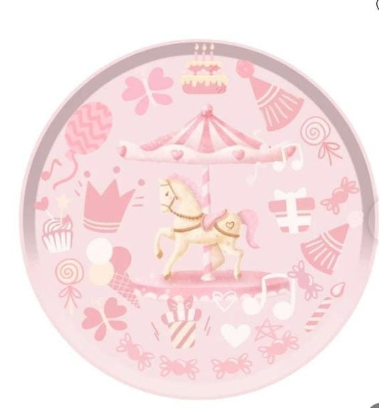 Enchanted Carousel Round Theme 9 Inch Paper Plate