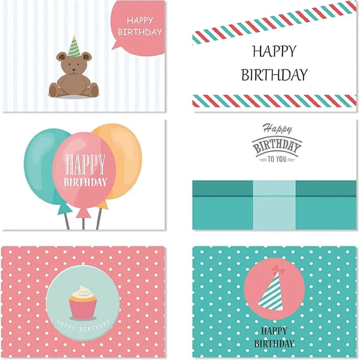 Cute Happy Birthday Greeting Cards - 1 pc random