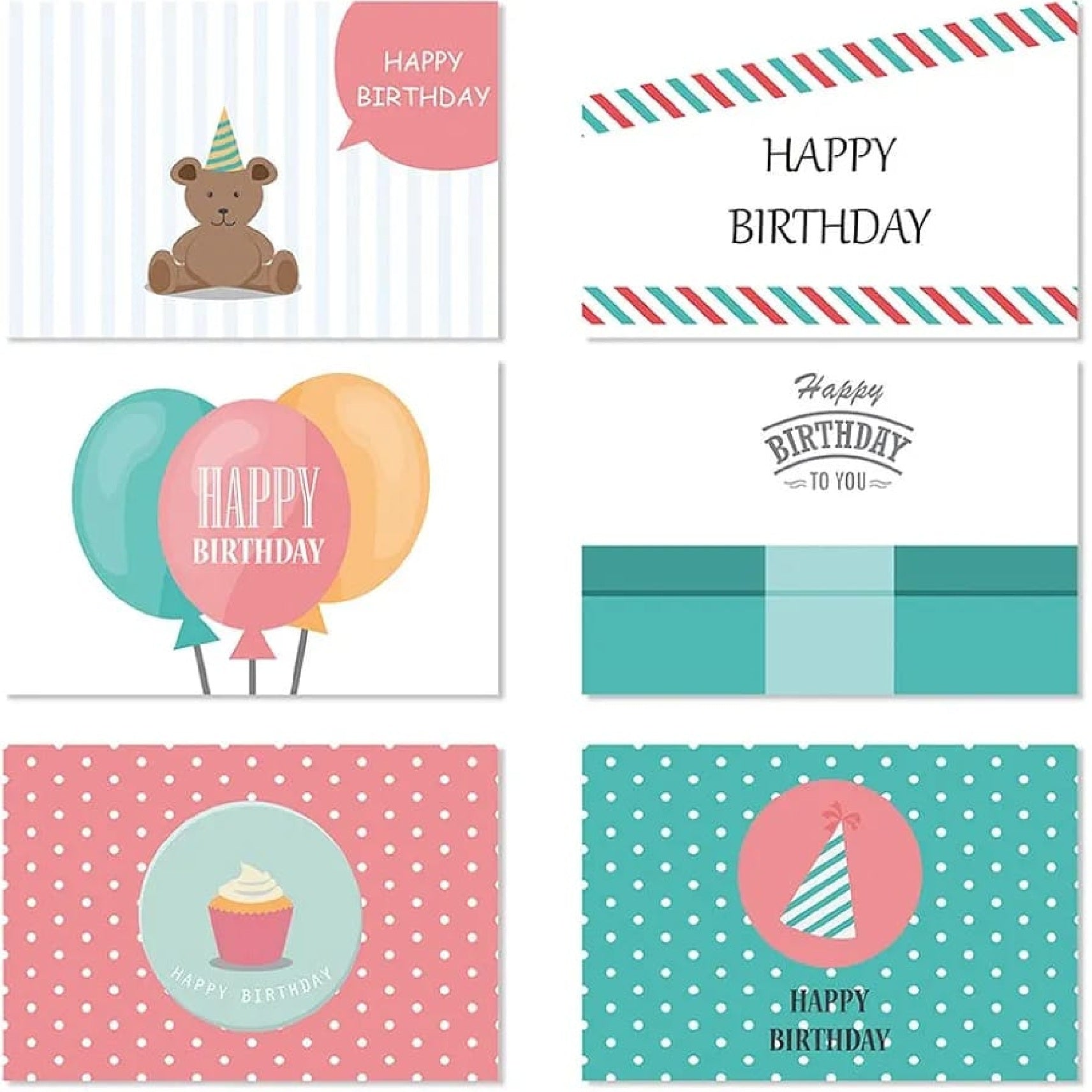 Cute Happy Birthday Greeting Cards - 1 pc random