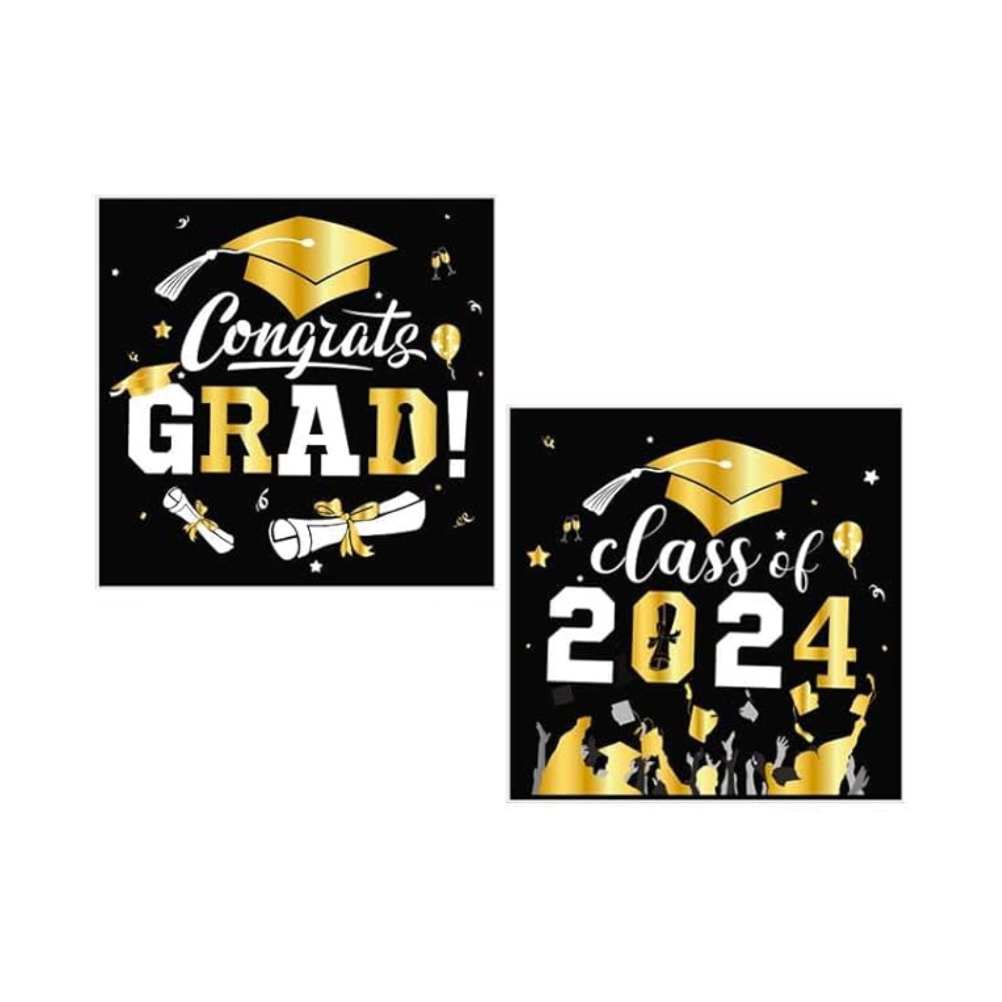 Gold and Black 2024 Graduation Theme Party Dinnerware Set