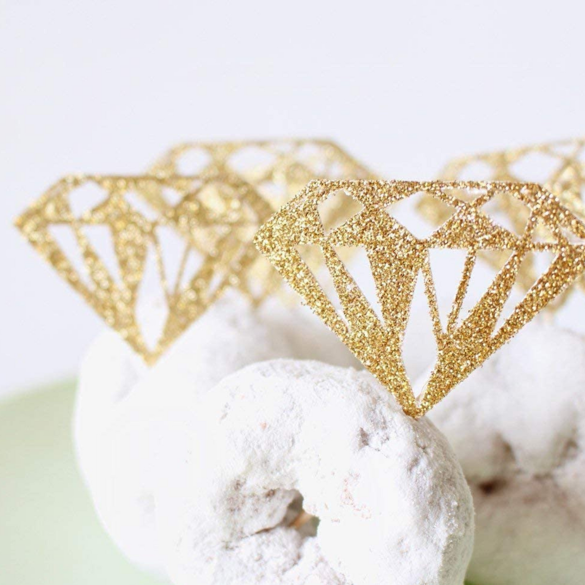 Glittery Gold Diamond Donut Toppers