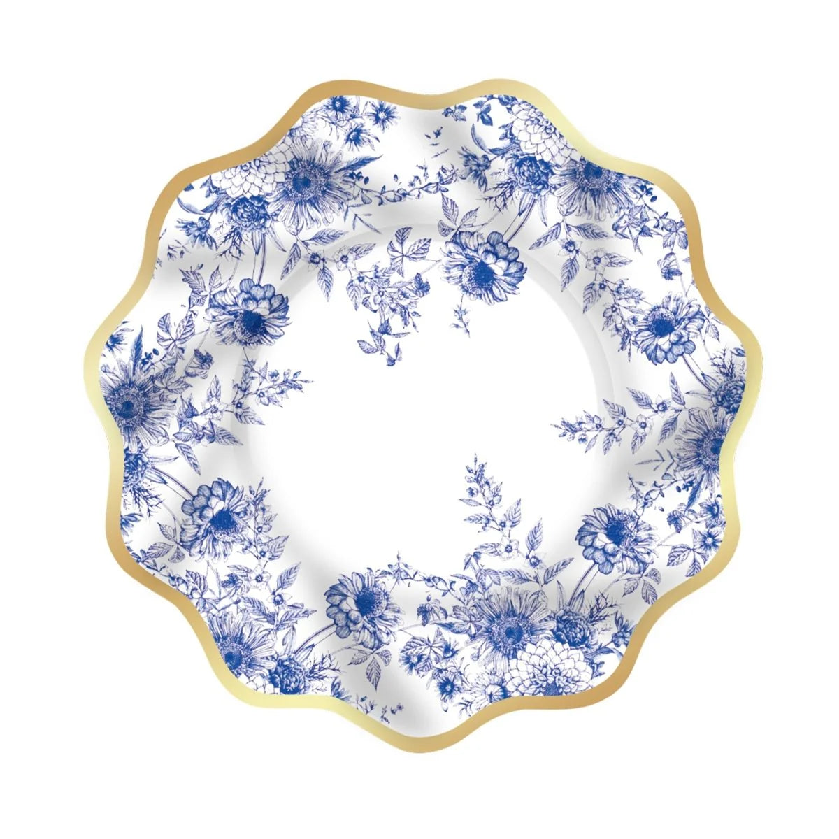 Blue Floral Flower 10.5 Inch Paper Plates