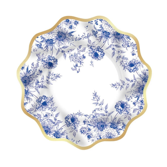 Blue Floral Flower 10.5 Inch Paper Plates