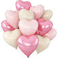Load image into Gallery viewer, Heart Shape Helium Pink, Pastel Pink & Cream Foil Balloon - 10 Pcs

