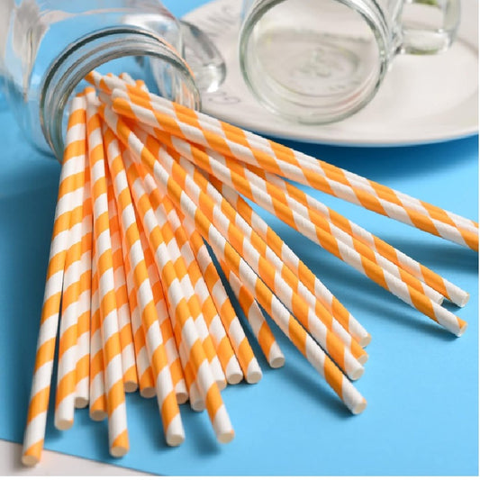 Orange Striped Straw