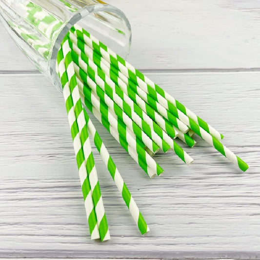 Apple Green Striped Straw