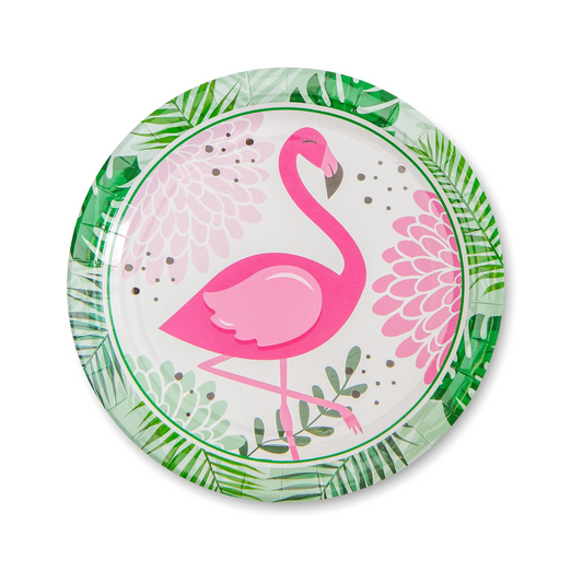 Flamingo Themed Birthday Party 9 Inch Paper Plates Set