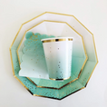 Load image into Gallery viewer, Green Ombre with Gold Foil Dots 9 Inch paper Plates Set
