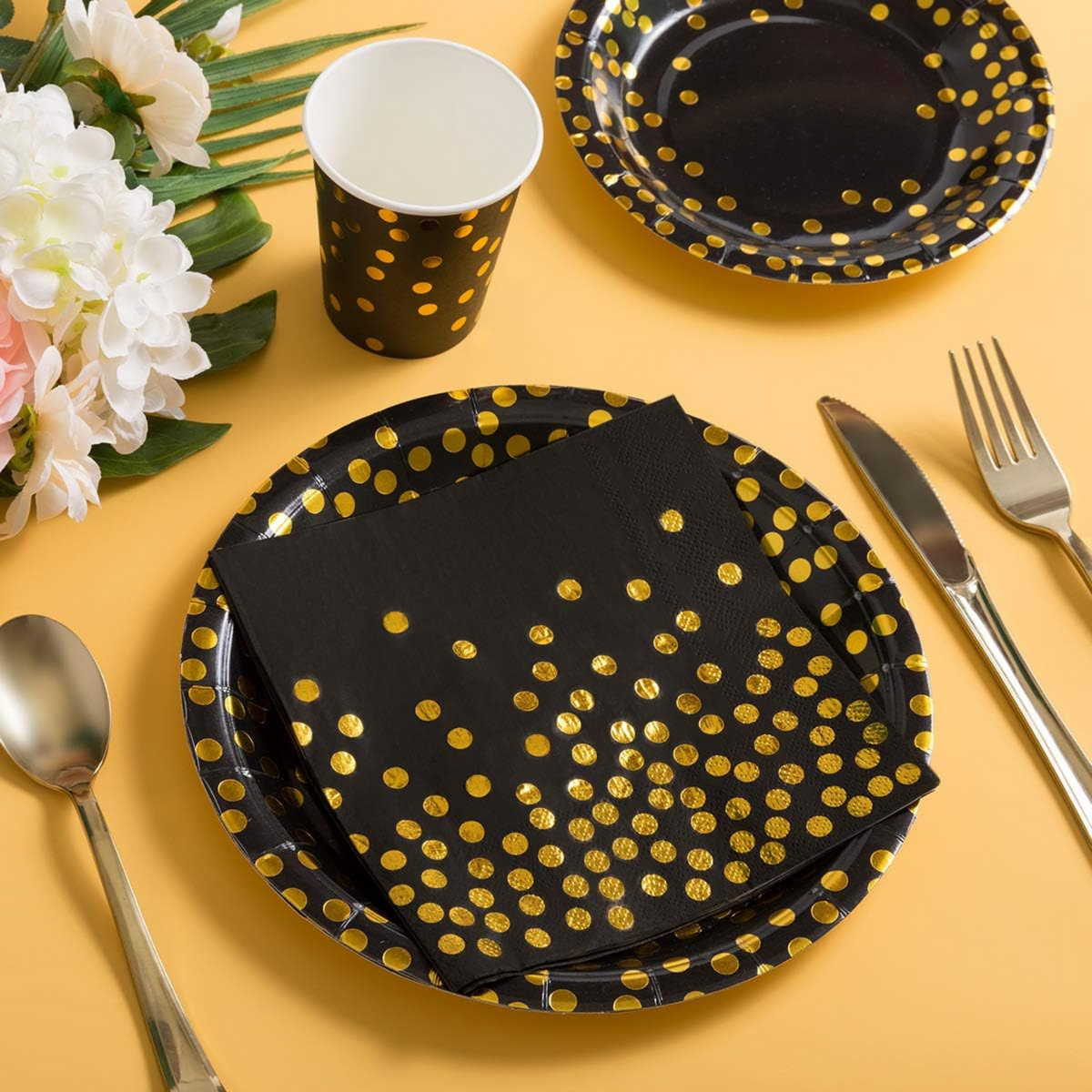 Elegant Black Theme Party Dinnerware Set