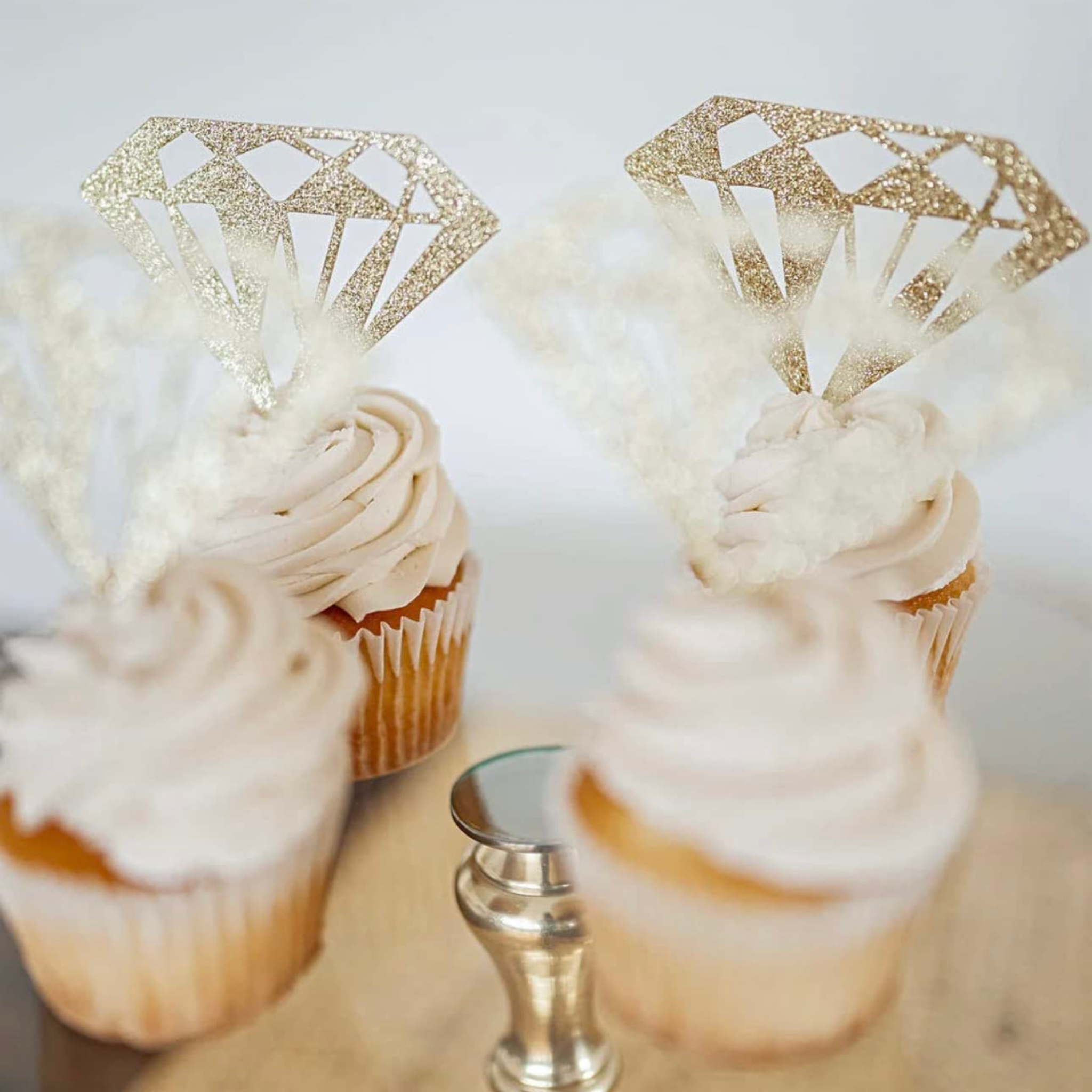 Glittery Gold Diamond Donut Toppers