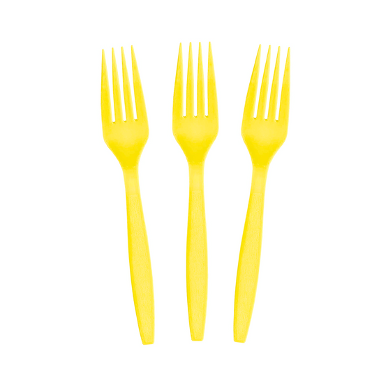 Circus Party Yellow Swirl Cutlery Set (Forks)