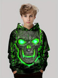 Load image into Gallery viewer, Boy's Spooky Skull Graphic Hooded Sweatshirt - Size 9|10 Years
