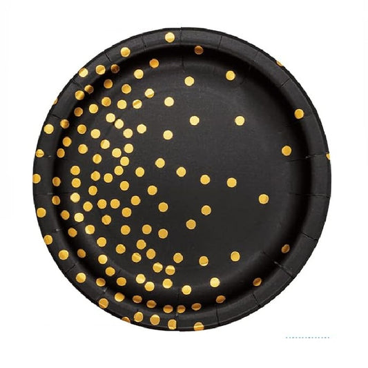 Elegant Black Theme Party 7 Inch Paper Plates Set