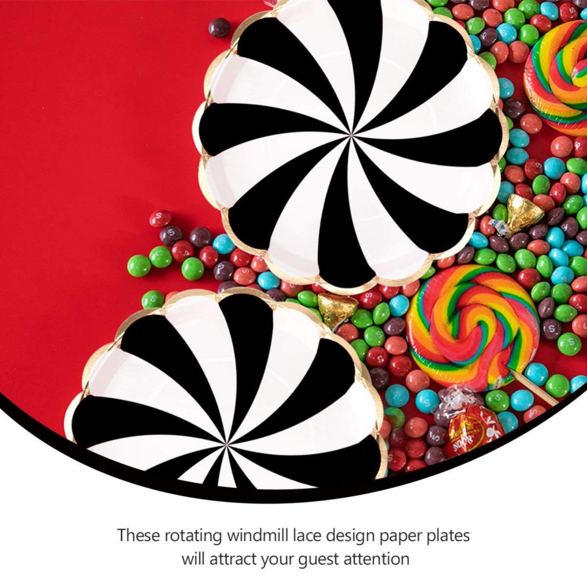 Black Swirl 7 Inch Paper Plates Set