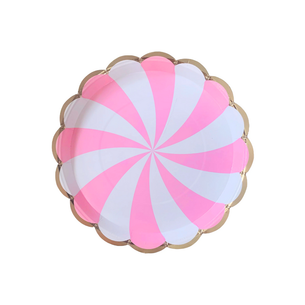 Pink Swirl 7 Inch Paper Plates Set