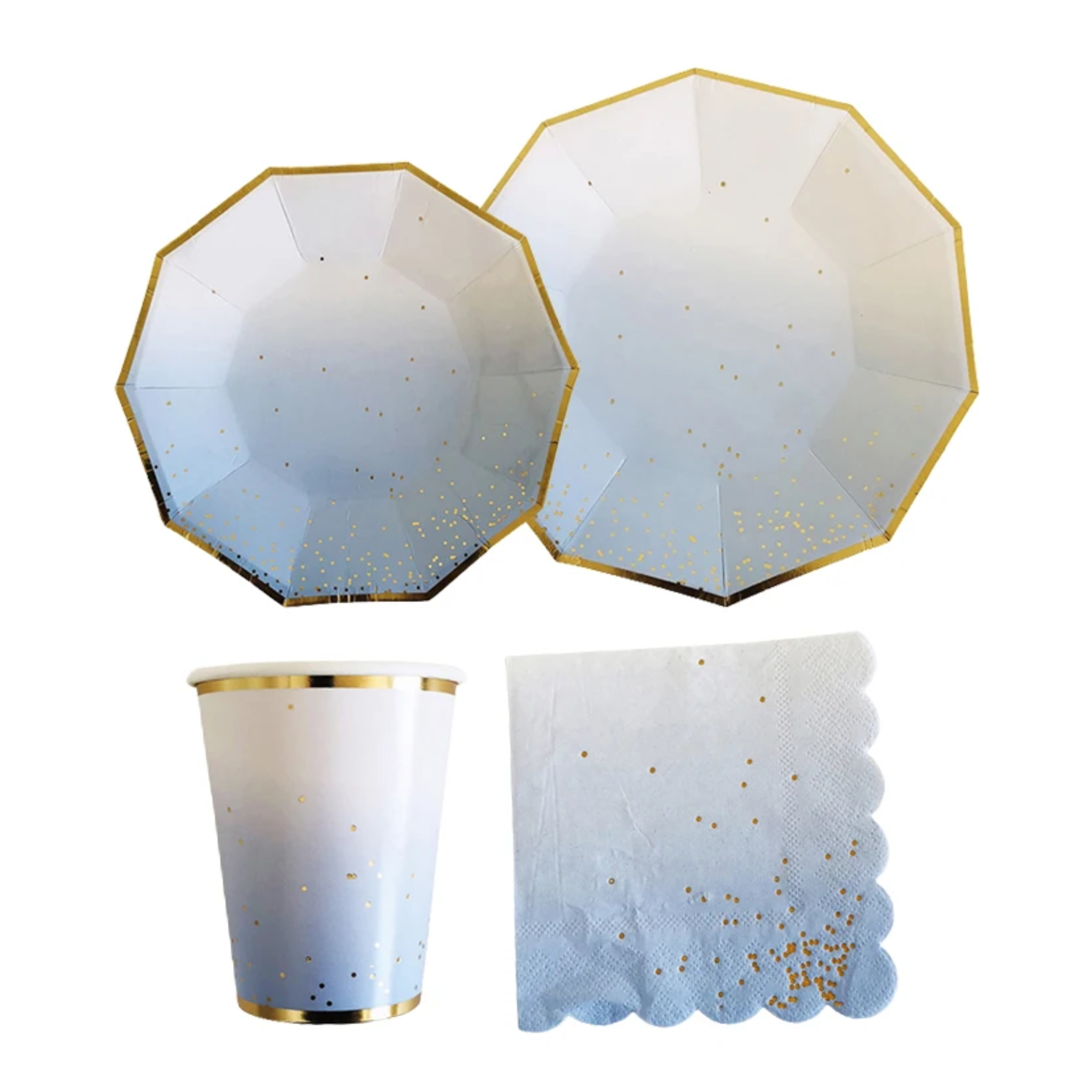 Blue Ombre with Gold Foil Dots Tableware Set