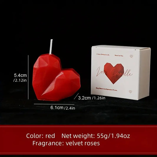 Heart Candle, Scented with Rose - 1 Pc