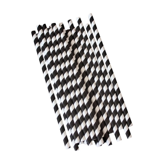 Black Swirl Paper Straws Set