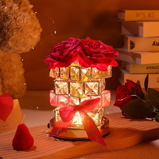Red Rose Crystal Table Lamp