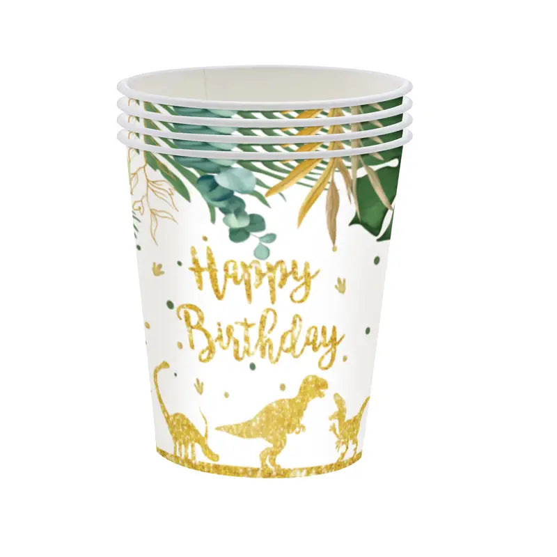 Gold Dino Birthday Party Tableware Set