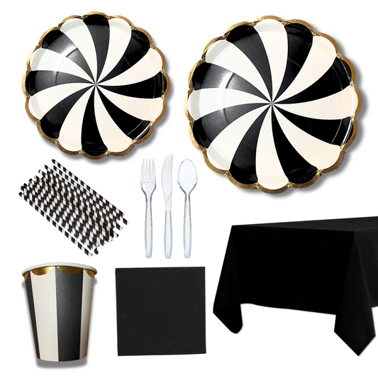 Black Swirl Tableware Set