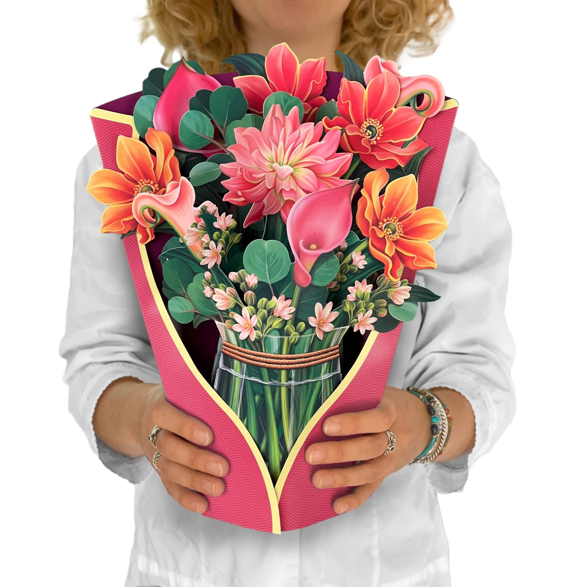 3D Pop Up Bouquet Paper Flowers Card