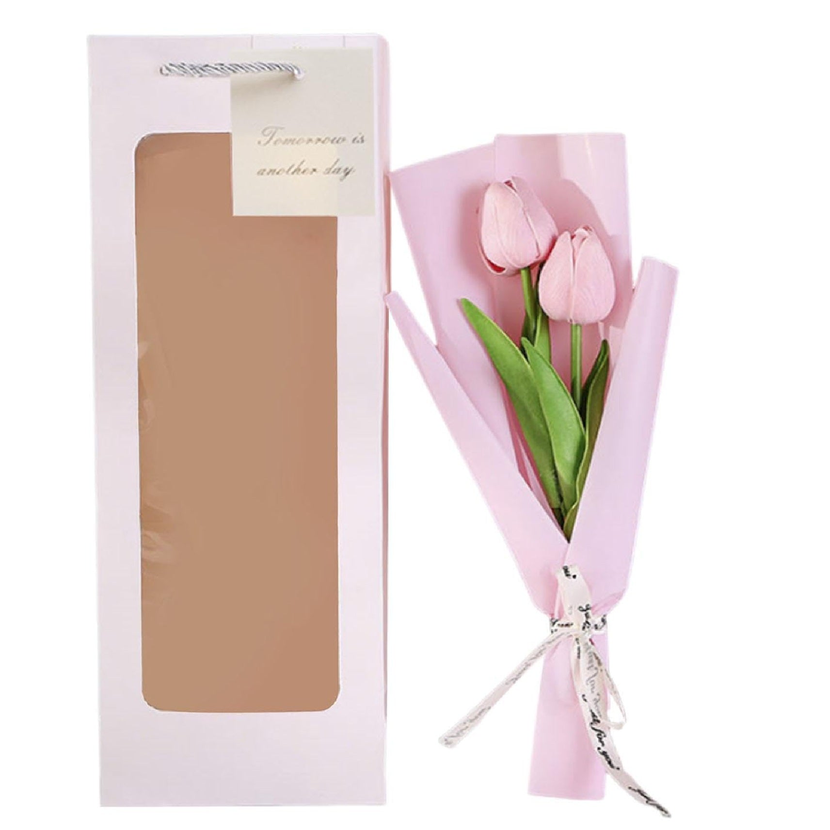 Mother's Day Tulips Artificial Bouquet Gift Bag (Pink)