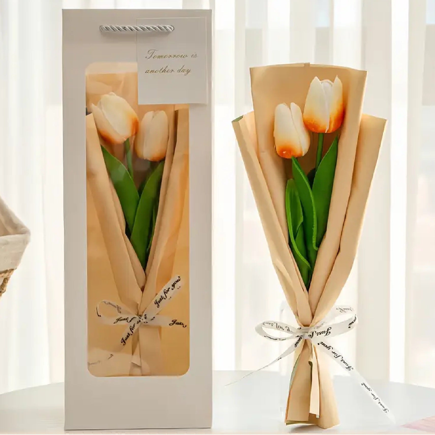 Mother's Day Tulips Artificial Bouquet Gift Bag (Yellow)