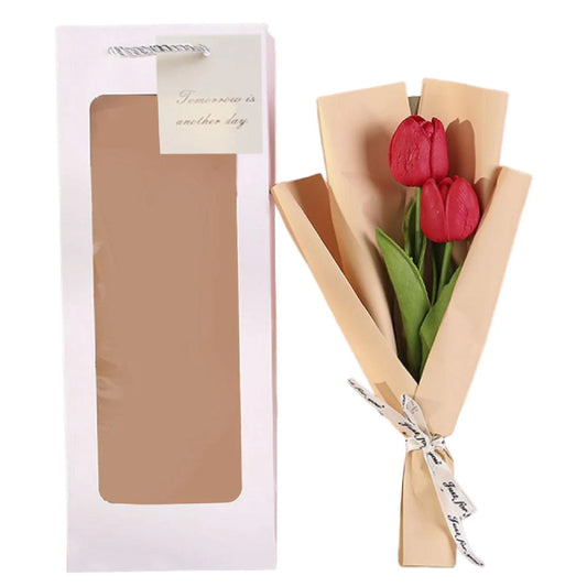 Mother's Day Tulips Artificial Bouquet Gift Bag (Red)
