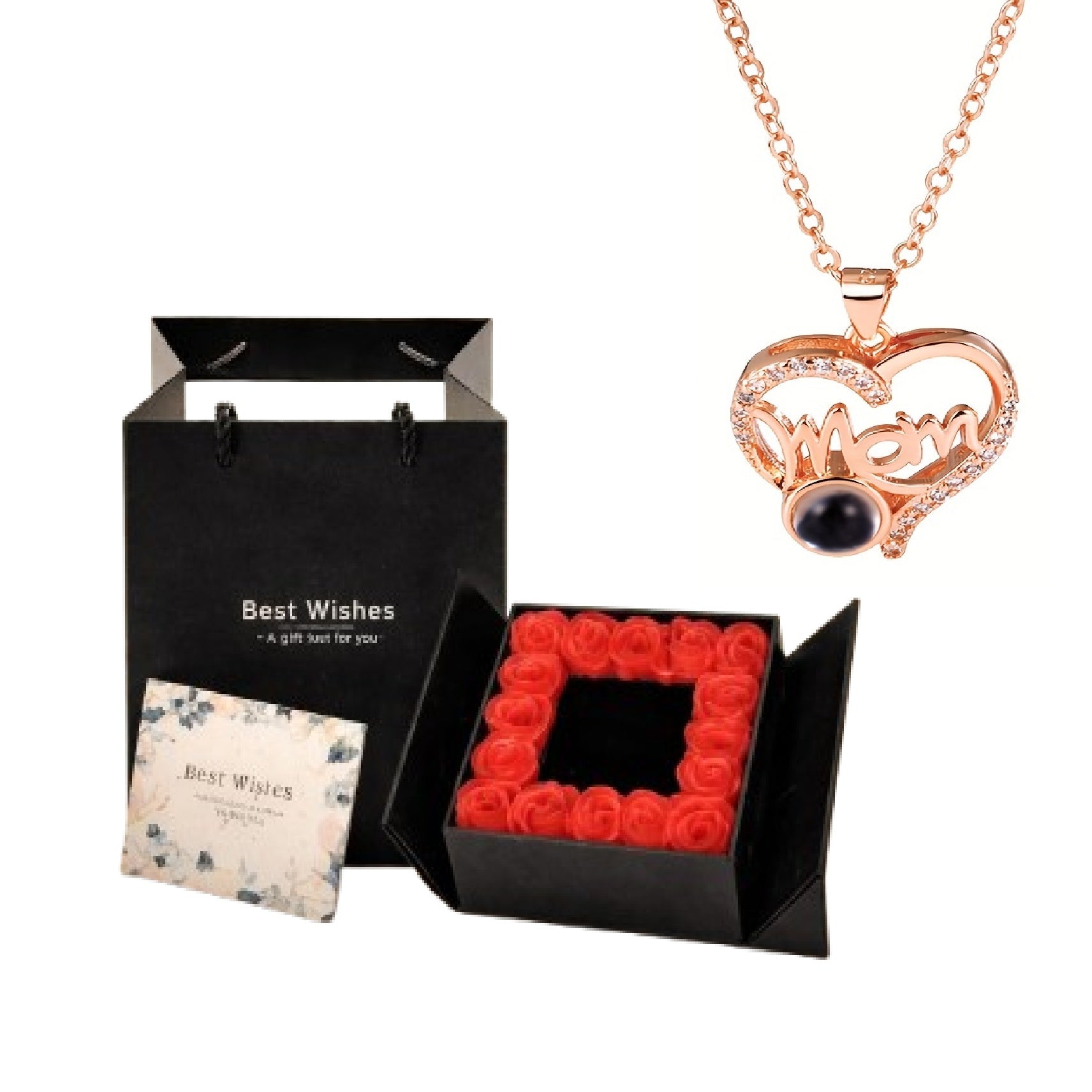 Mom Projection Rose Gold Necklace Rose Gift Box