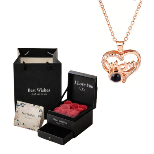 Mom Projection Rose Gold Necklace 9 Rose Gift Box