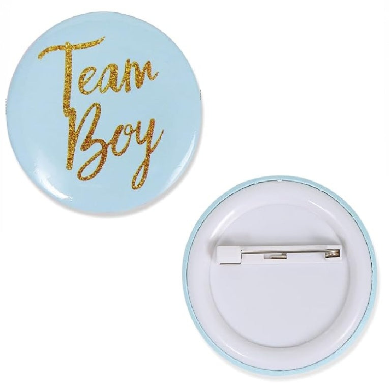 Gender Reveal Button Pins Team Boy