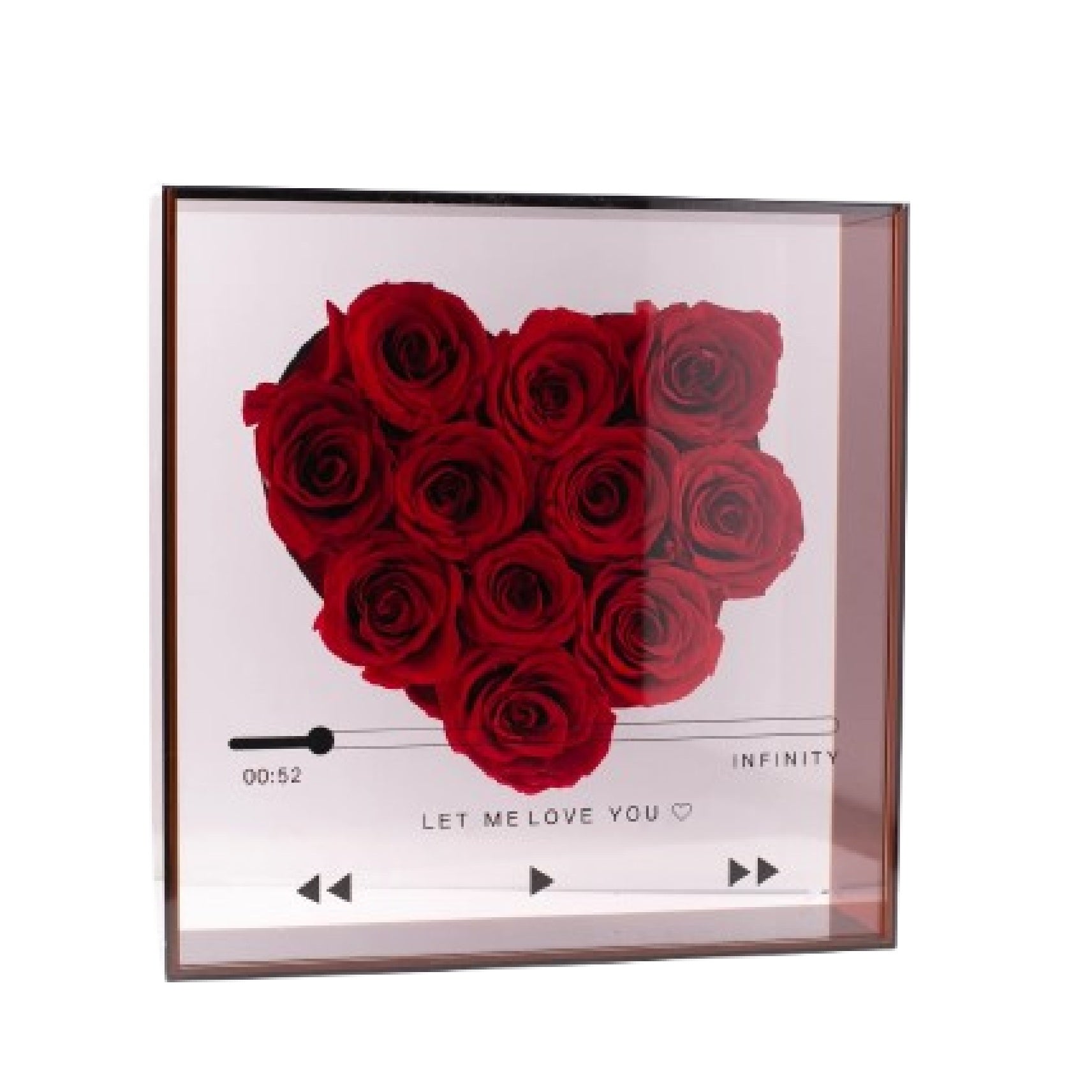 Preserved Rose Heart in Acrylic Box (Red)