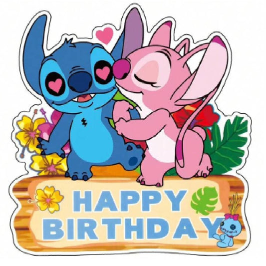 Angle & Stitch Happy Birthday Paper Cake Toppers
