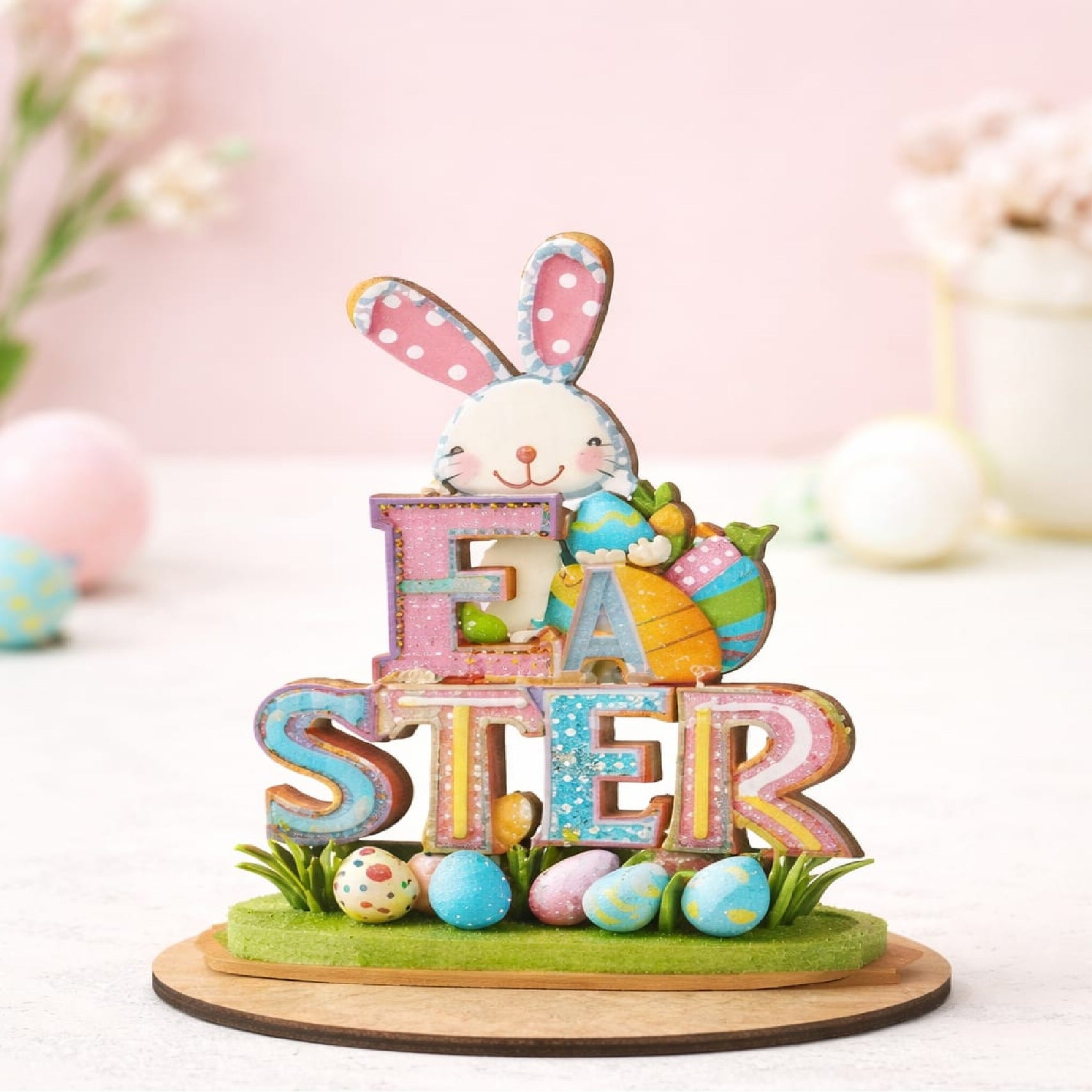 Easter Bunny Wooden Home Decor Tabletop
