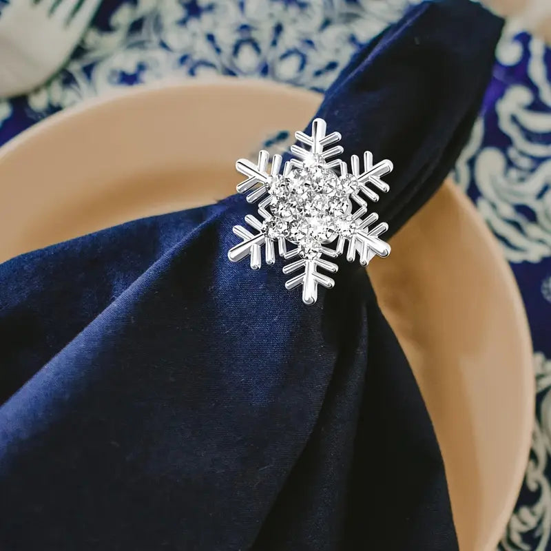 Christmas Snow Floke Napkins Ring Silver