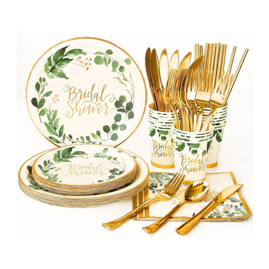 Gold Bridal Shower Decorations Tableware Set