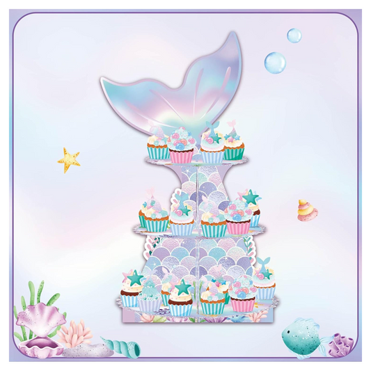 3-Tier Mermaid Theme Cupcake Stand