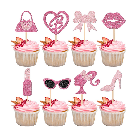 Barbie Theme Cup Cake Toppers Set