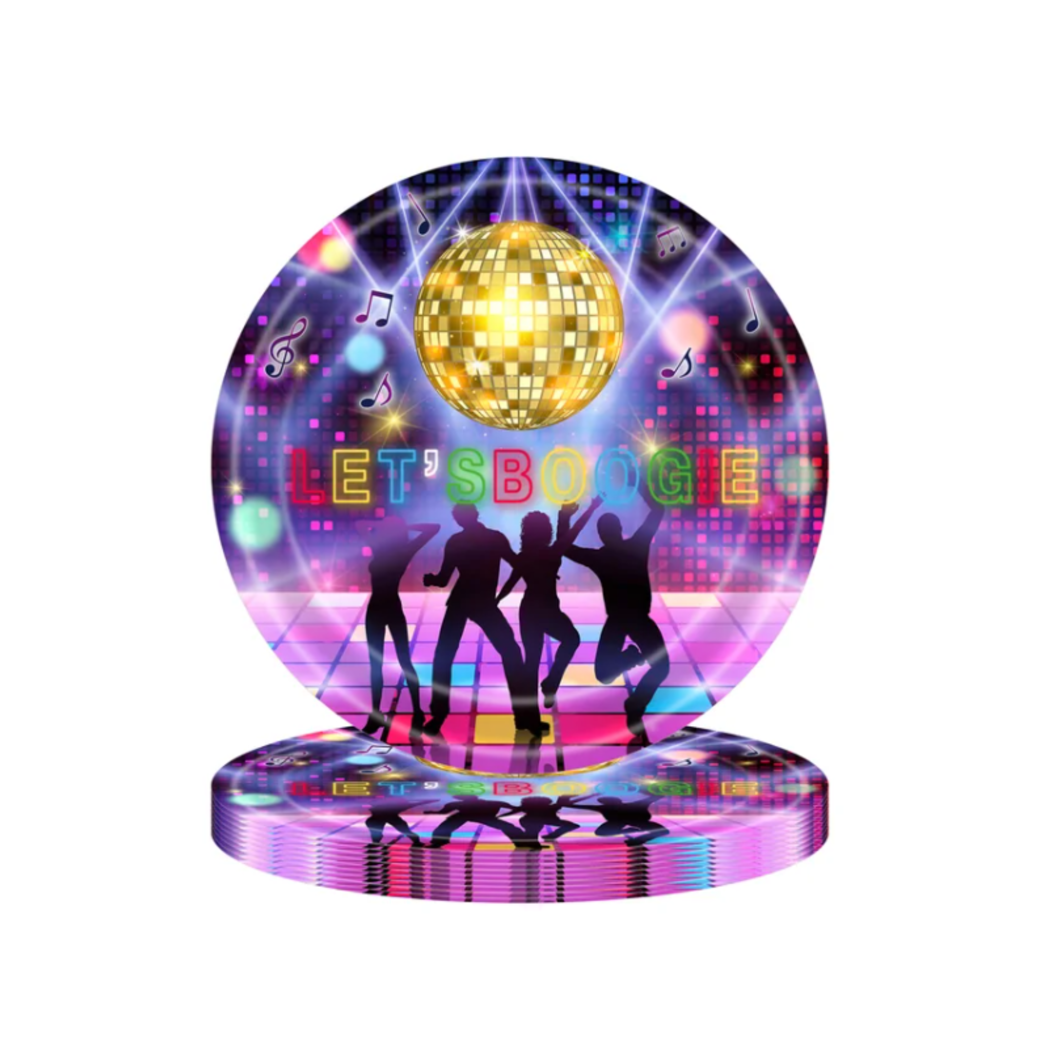 Neon Disco Party Theme 7 Inch Paper Plates Set