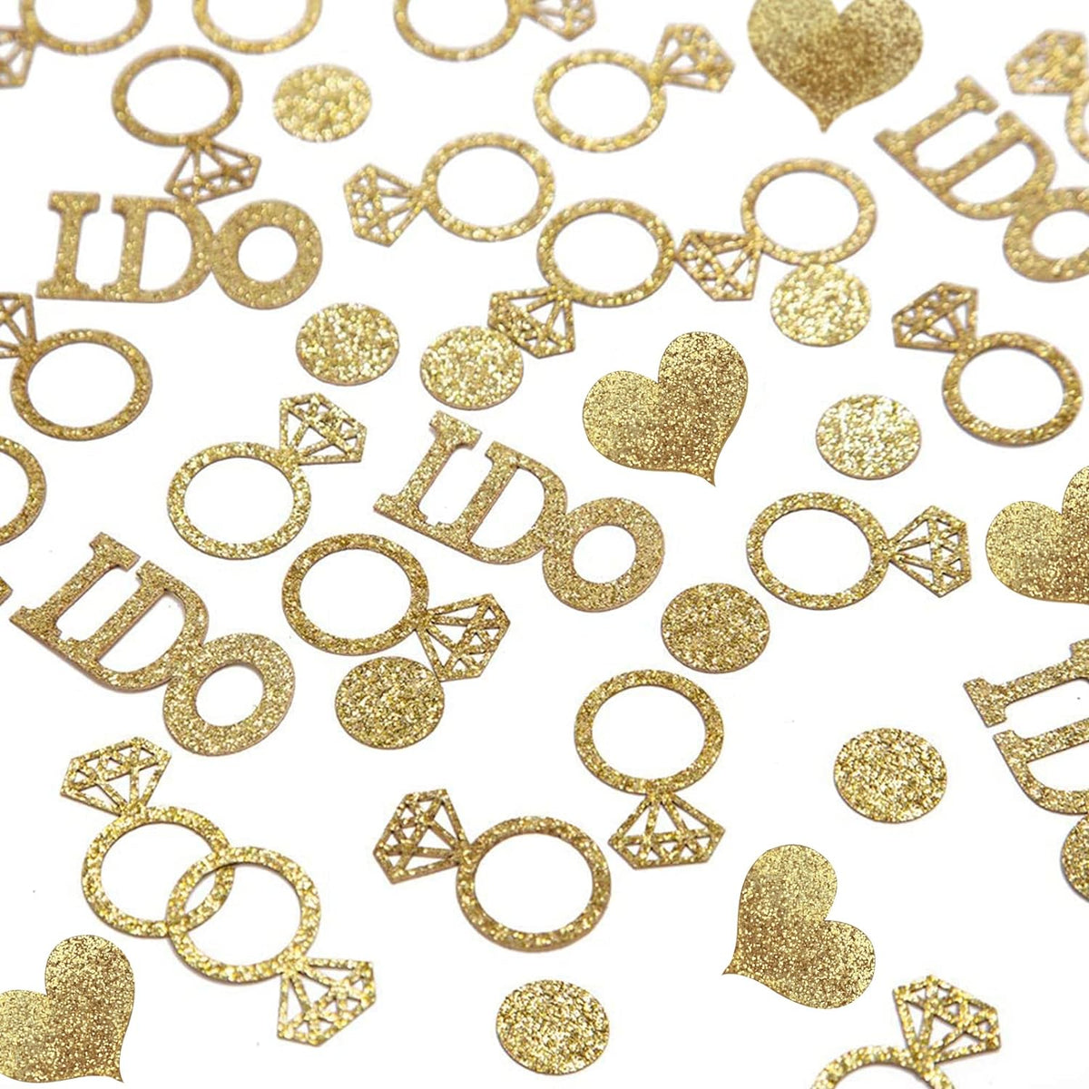 Glitter Paper Diamond Ring Hearts I DO Confetti