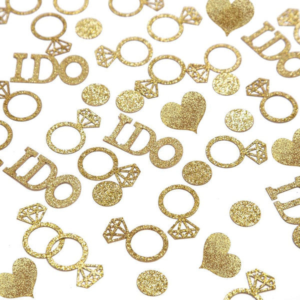 Glitter Paper Diamond Ring Hearts I DO Confetti
